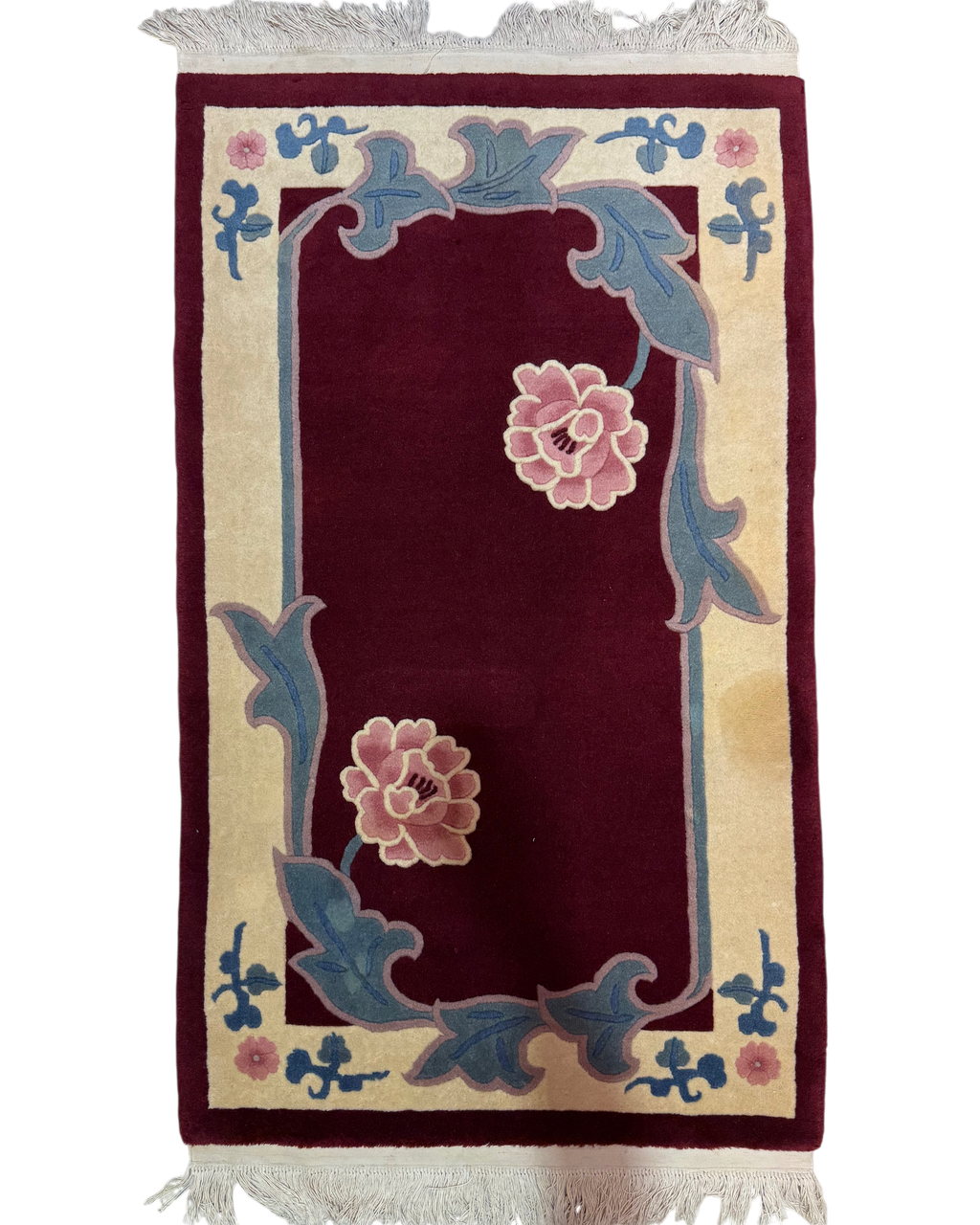 Tappeto Pechino 152x90 cm bordeaux e beige con motivi floreali
