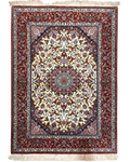 Tappeto persiano Esfahan 157x113 cm crema con medaglione floreale