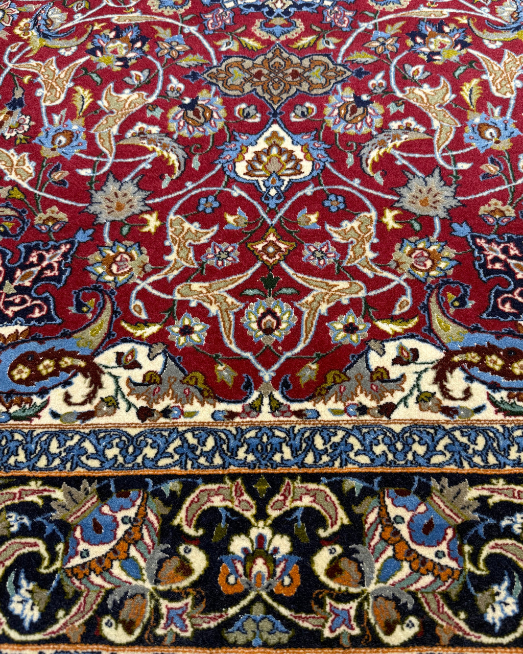 Tappeto persiano Esfahan misto seta 160x110 cm rosso con medaglione