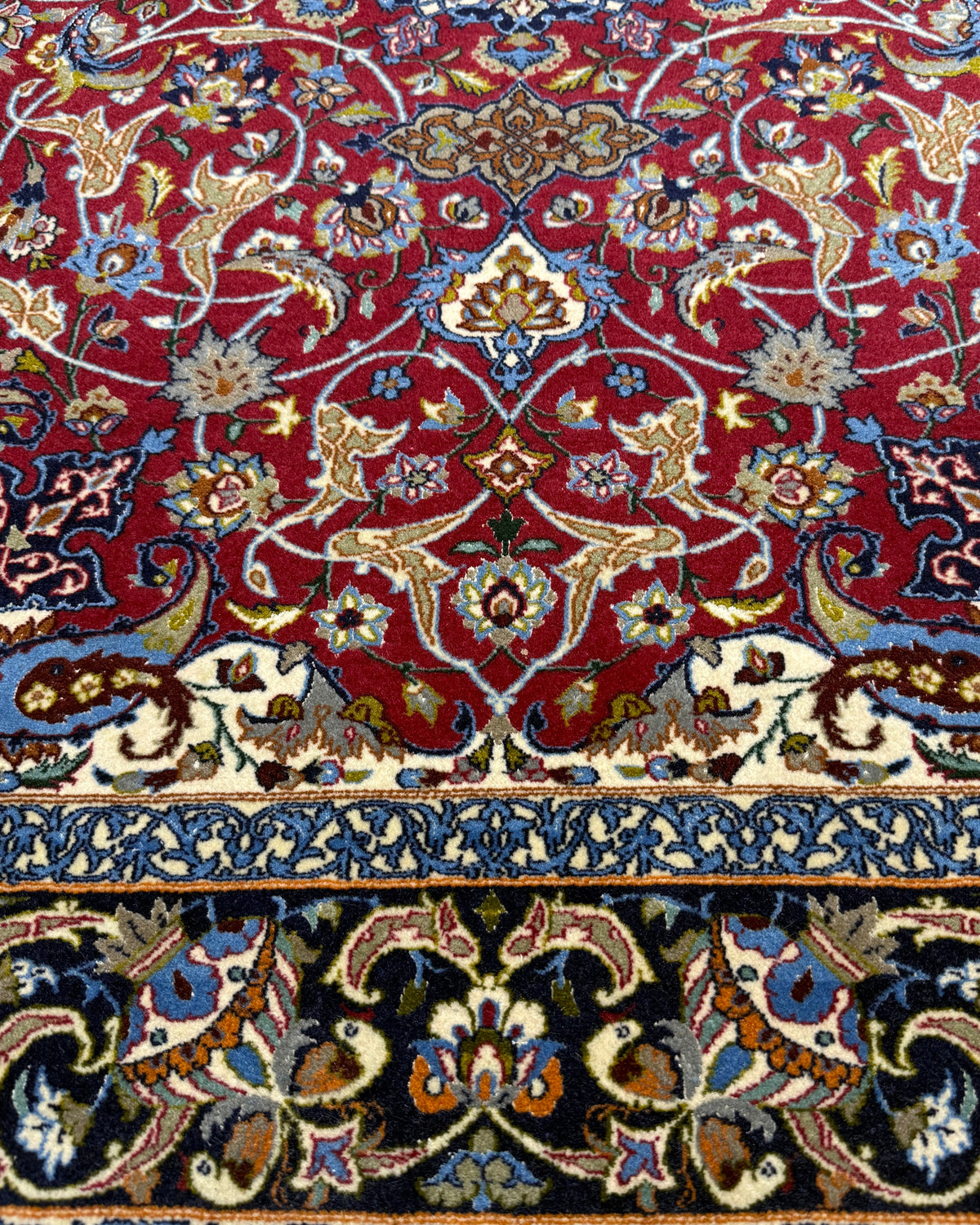 Tappeto persiano Esfahan misto seta 160x110 cm rosso con medaglione