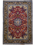 Tappeto persiano Esfahan misto seta 160x110 cm rosso con medaglione