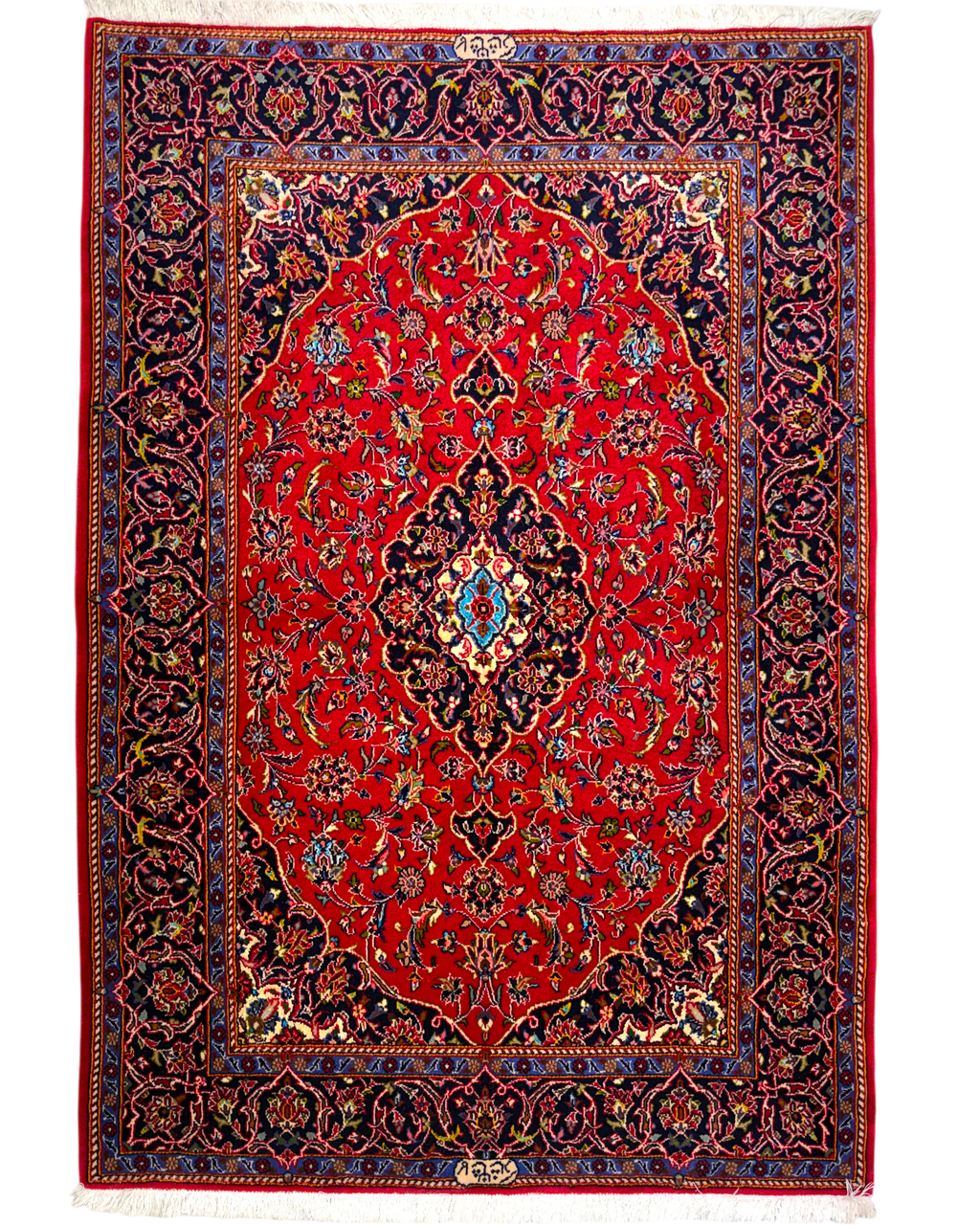 Tappeto persiano Kashan Shad Sar 173x118 cm rosso con medaglione