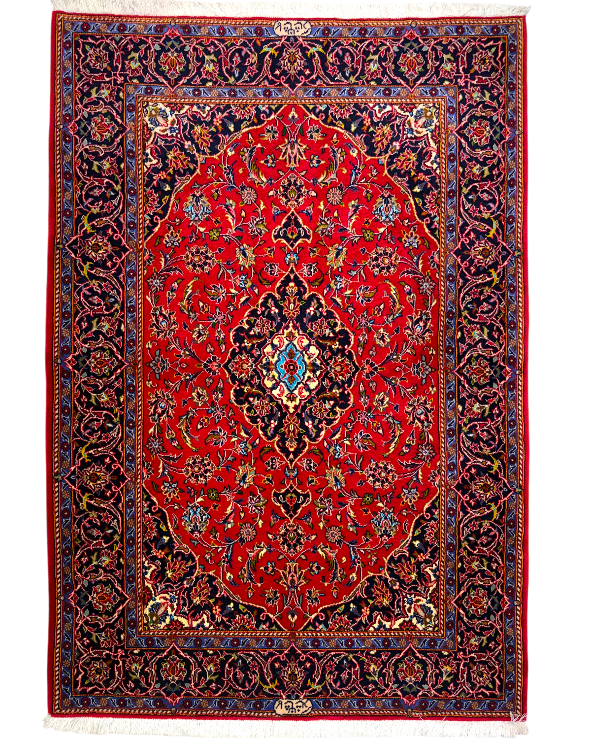 Tappeto persiano Kashan Shad Sar 173x118 cm rosso con medaglione