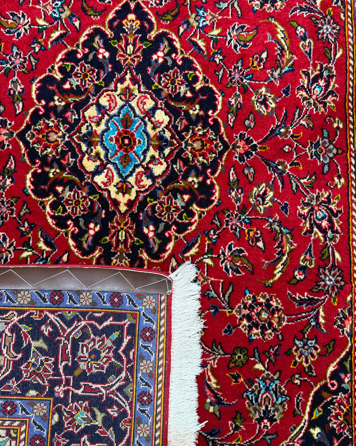 Tappeto persiano Kashan Shad Sar 173x118 cm rosso con medaglione