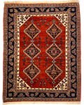 Tappeto persiano Kashkuli 143x112 cm rosso con medaglioni geometrici