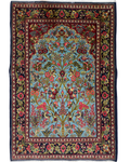 Tappeto persiano Qom 162x110 cm azzurro con motivi floreali