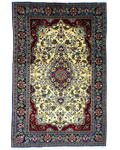 Tappeto persiano Qom 160x106 cm crema con medaglione floreale