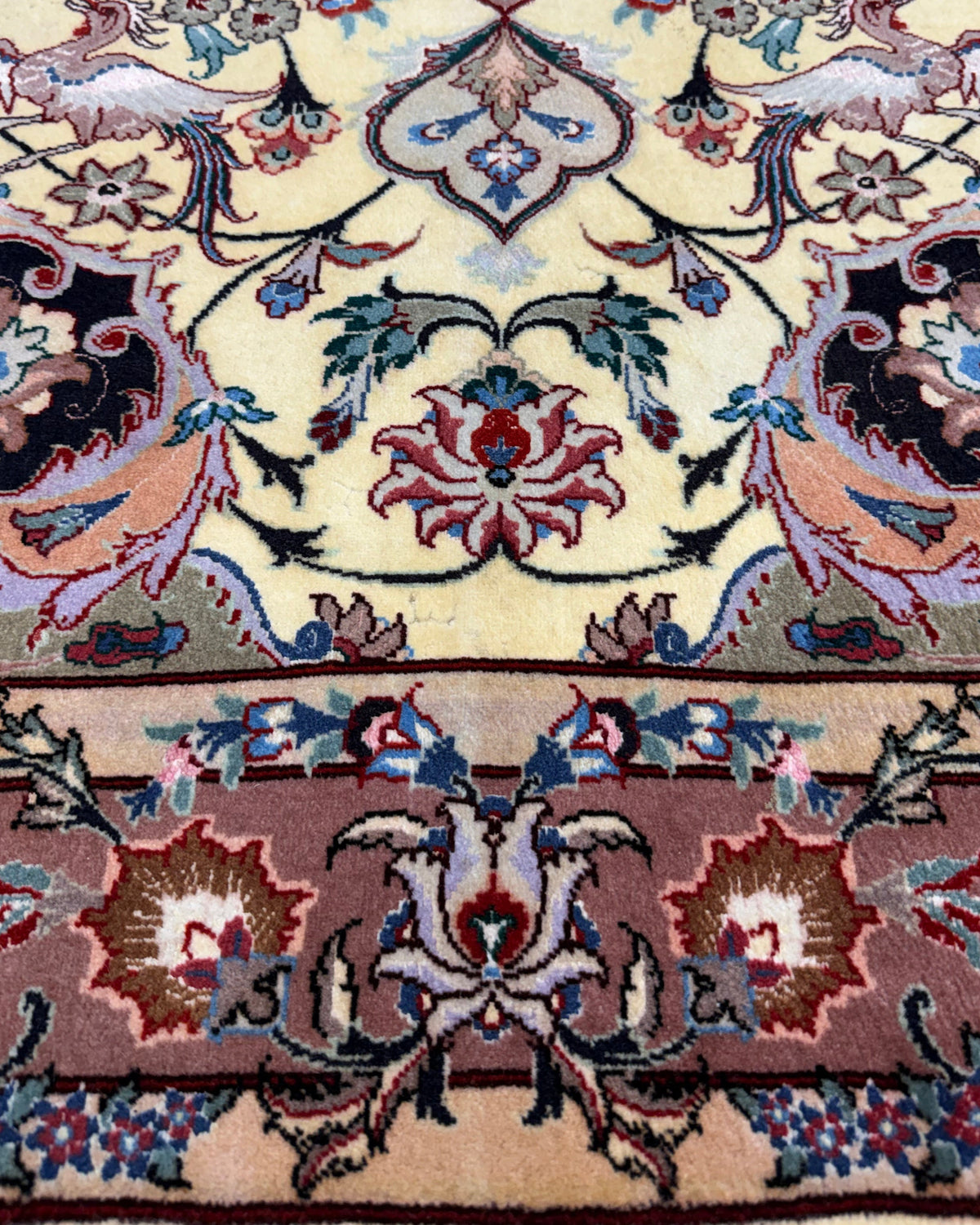 Tappeto persiano Tabriz 60 Raj misto seta 145x105 cm con motivi floreali
