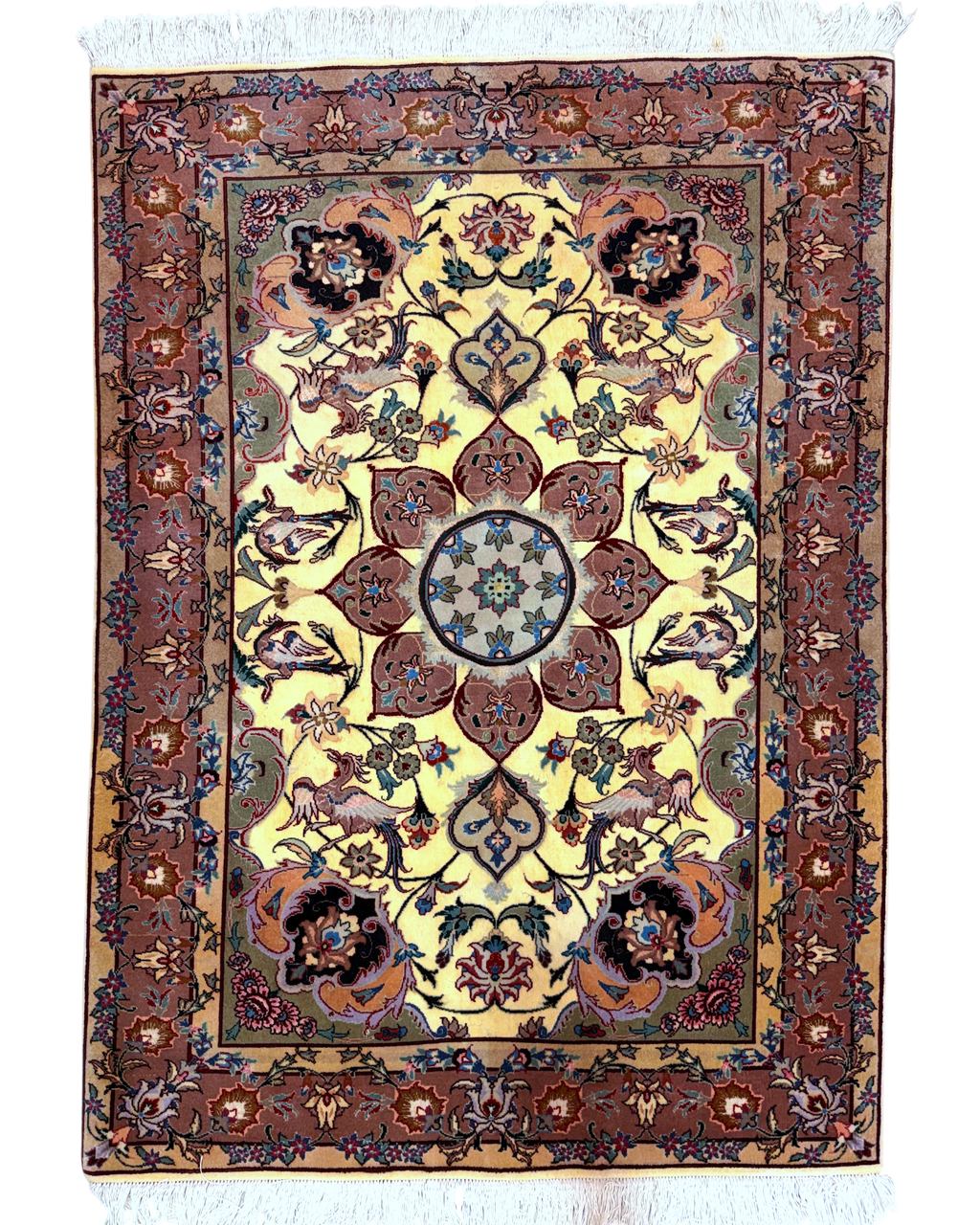 Tappeto persiano Tabriz 60 Raj misto seta 145x105 cm con motivi floreali