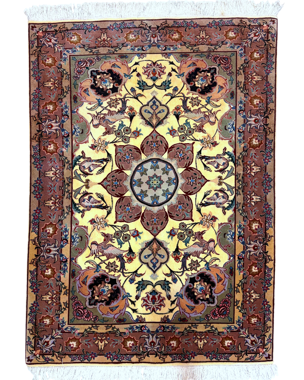 Tappeto persiano Tabriz 60 Raj misto seta 145x105 cm con motivi floreali