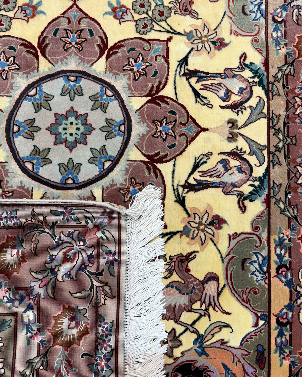 Tappeto persiano Tabriz 60 Raj misto seta 145x105 cm con motivi floreali