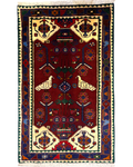 Tappeto persiano Shahsavand 127x78 cm rosso con motivi figurativi