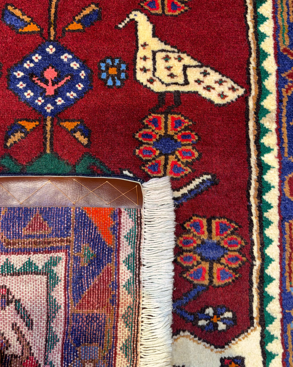 Tappeto persiano Shahsavand 127x78 cm rosso con motivi figurativi