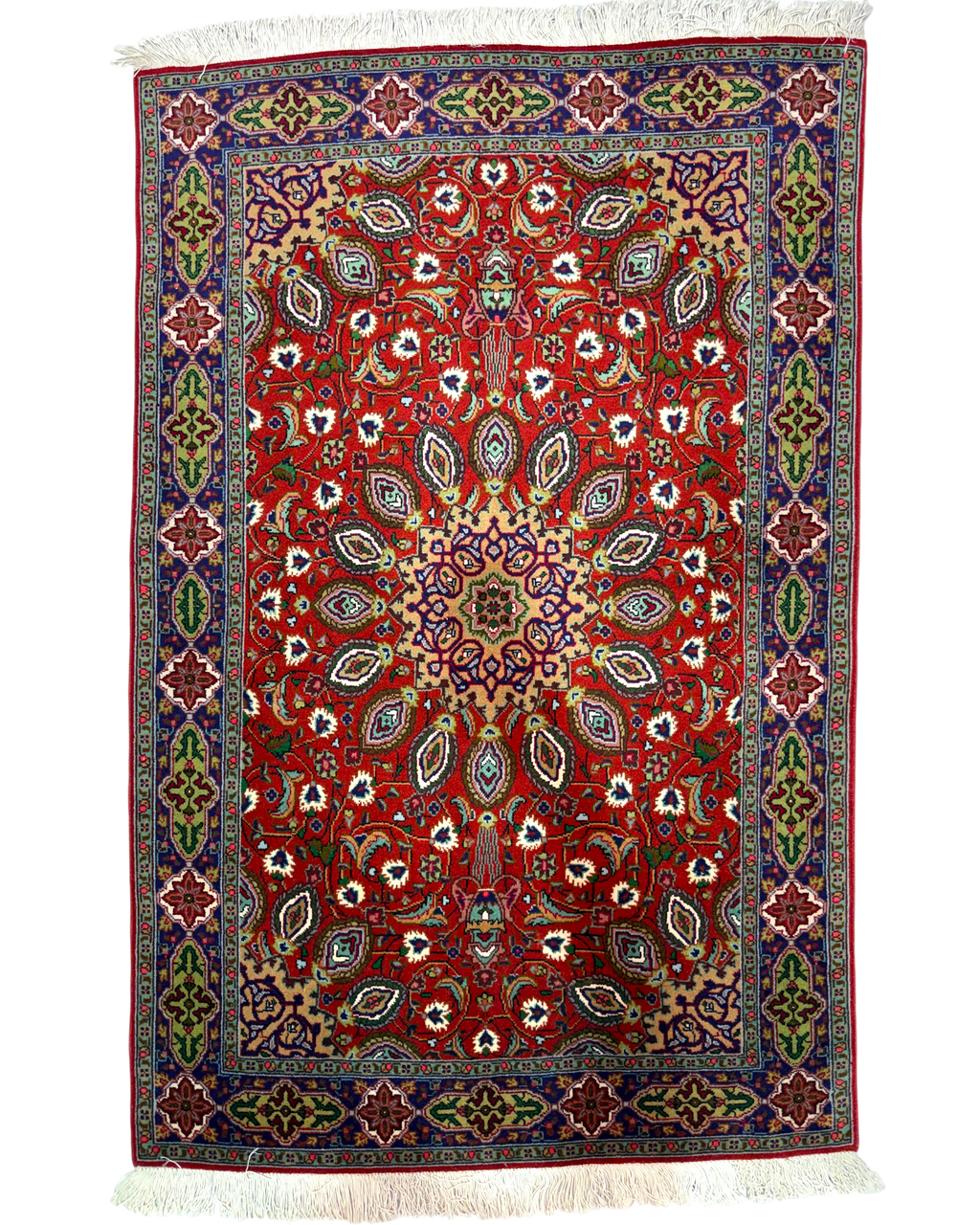 Tappeto persiano Tabriz 60 Fine 153x99 cm rosso con medaglione floreale