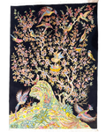 Tappeto Tabriz 60 Raj 146x102 cm Albero della Vita su fondo nero
