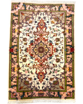 Tappeto persiano Tabriz 60 Raj misto seta 122x77 cm fondo avorio