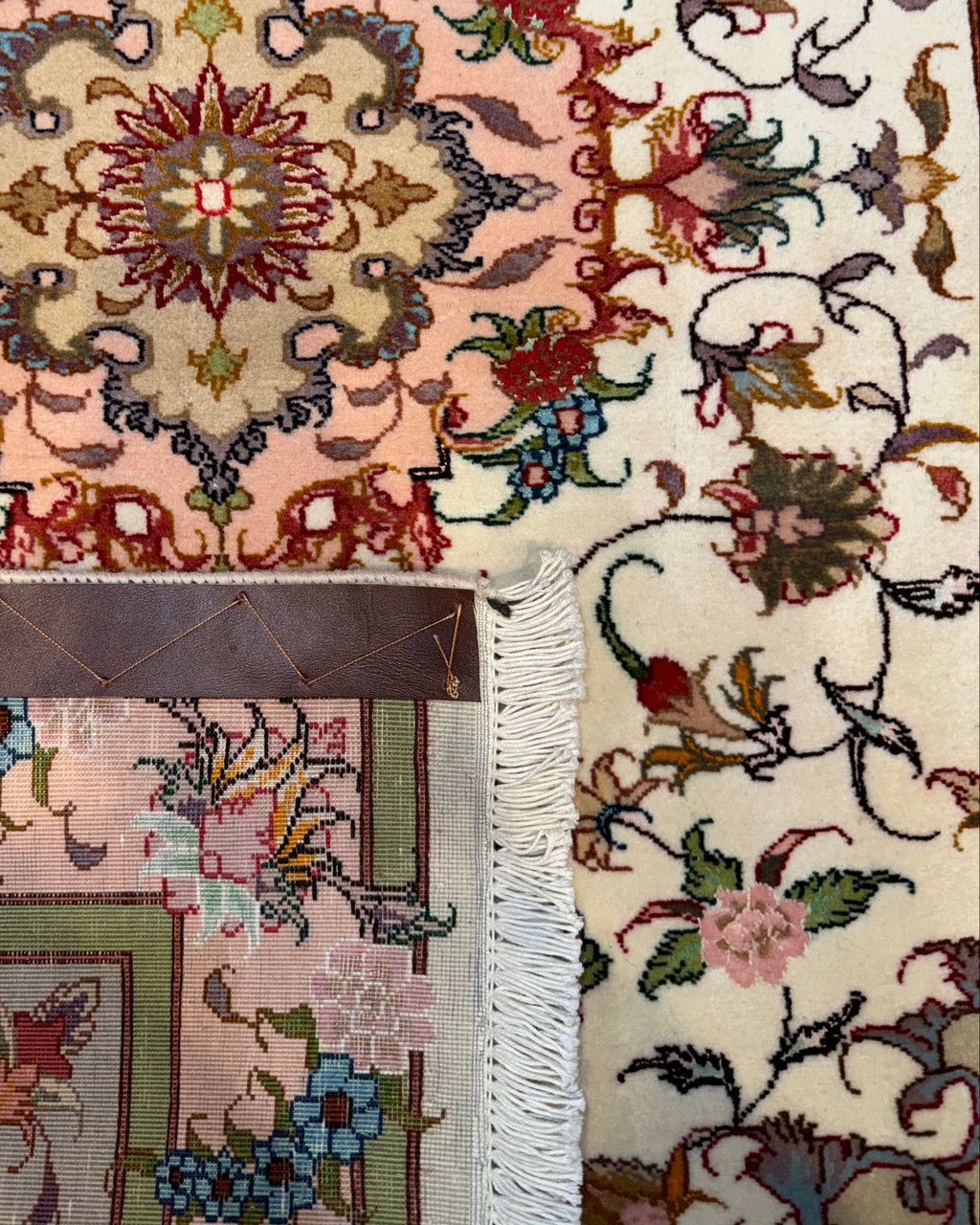 Tappeto persiano Tabriz 60 Raj misto seta 122x77 cm fondo avorio
