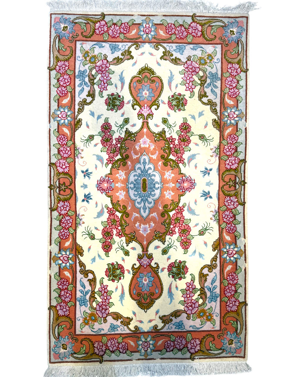 Tappeto persiano Tabriz 60 Raj misto seta 133x76 cm con medaglione