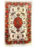 Tappeto persiano Tabriz 60 Raj misto seta 110x70 cm avorio e rosso