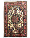 Tappeto persiano Tabriz 60 Raj misto seta 150x101 cm crema con medaglione floreale