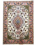 Tappeto persiano Tabriz 60 Raj misto seta 151x108 cm crema e rosa