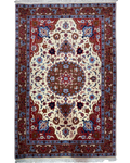 Tappeto persiano Tabriz 60 Raj misto seta 155x102 cm crema con medaglione floreale