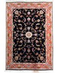 Tappeto persiano Tabriz 60 Raj misto seta 156x102 cm nero con motivi floreali