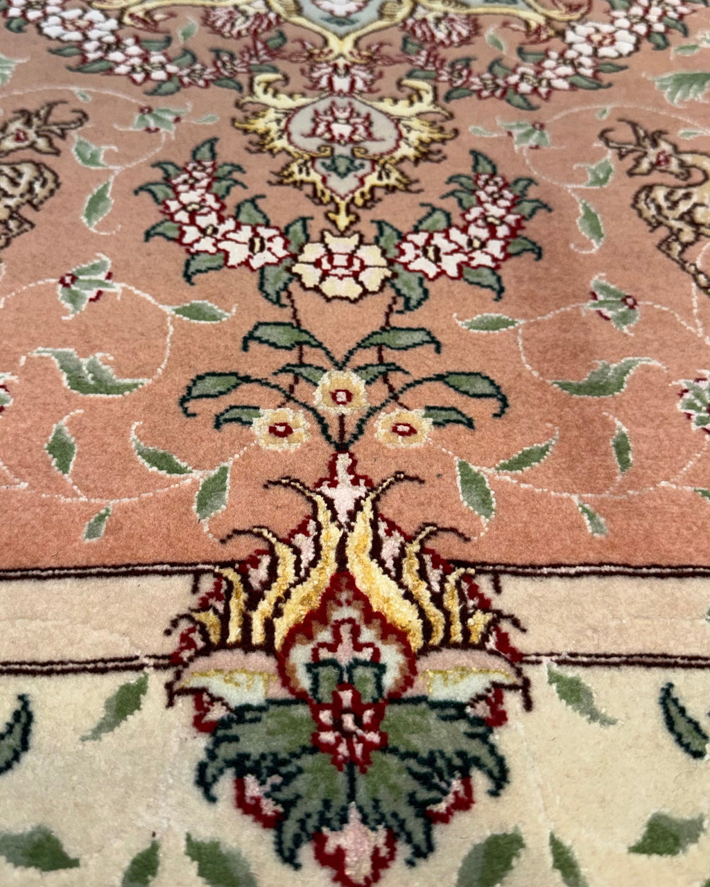 Tappeto persiano Tabriz 60 Raj misto seta 117x70 cm rosa salmone