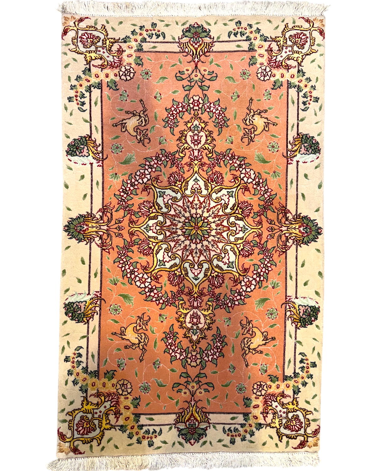 Tappeto persiano Tabriz 60 Raj misto seta 117x70 cm rosa salmone