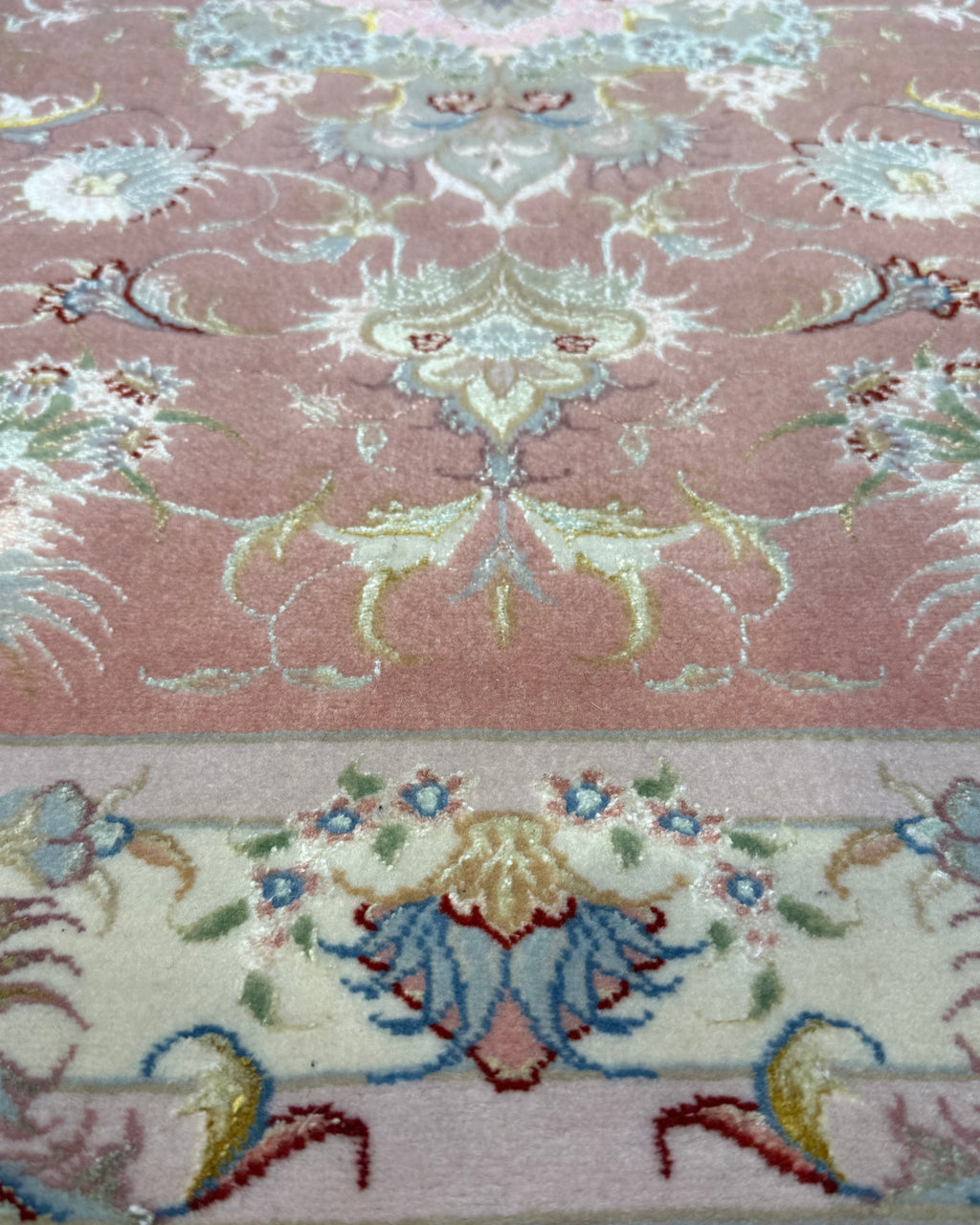 Tappeto persiano Tabriz 60 Raj misto seta 118x78 cm rosa