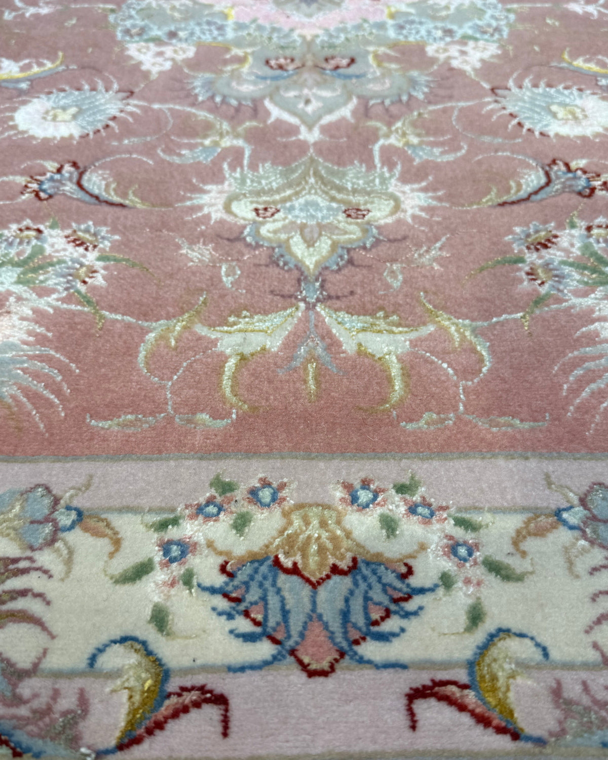 Tappeto persiano Tabriz 60 Raj misto seta 118x78 cm rosa