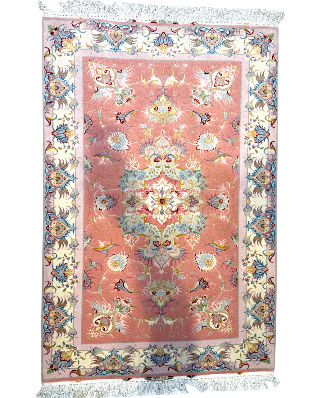 Tappeto persiano Tabriz 60 Raj misto seta 118x78 cm rosa