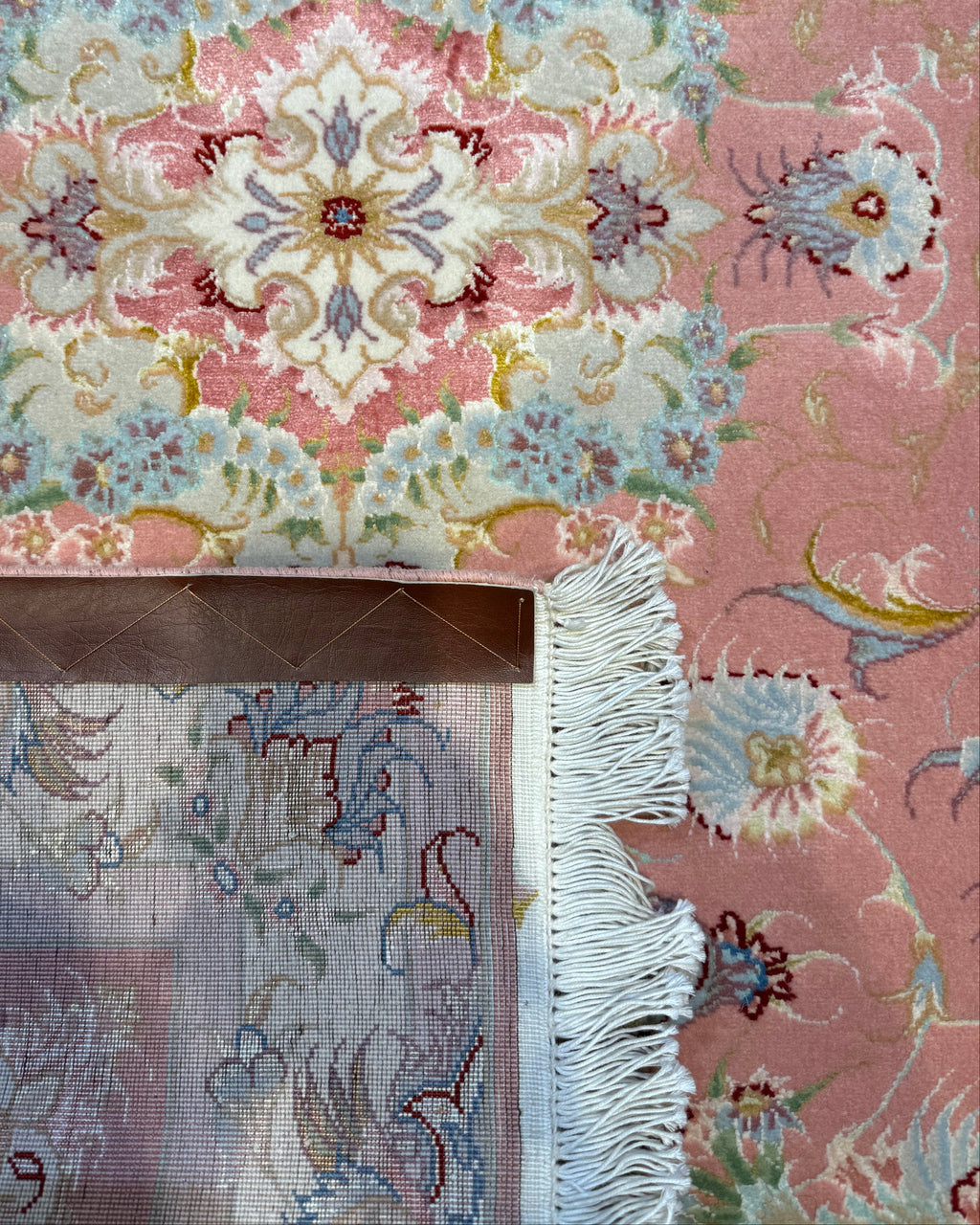 Tappeto persiano Tabriz 60 Raj misto seta 118x78 cm rosa