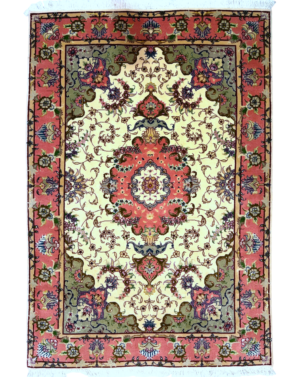 Tappeto persiano Tabriz 60 Raj misto seta 150x102 cm rosa