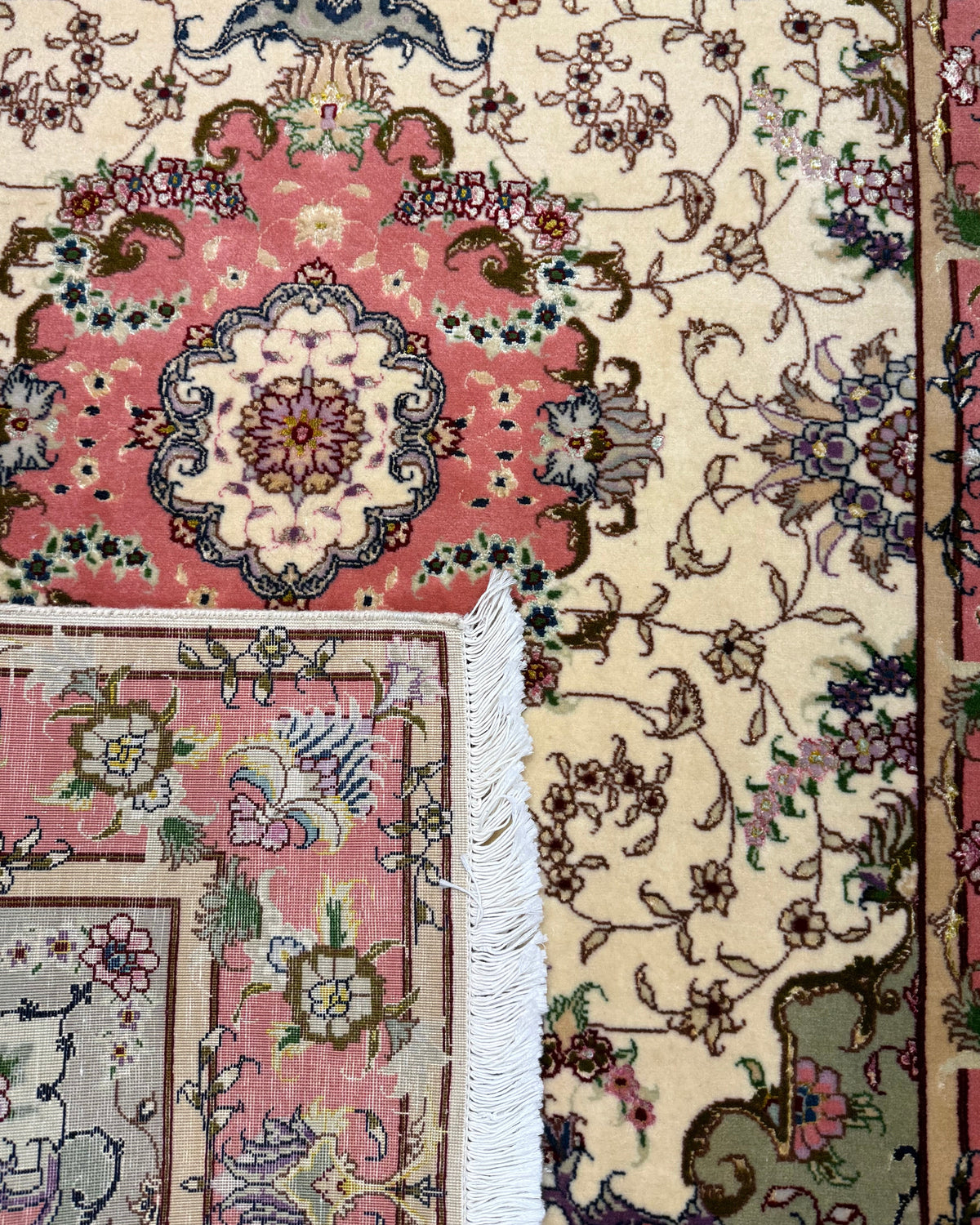 Tappeto persiano Tabriz 60 Raj misto seta 150x102 cm rosa