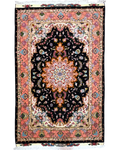 Tappeto persiano Tabriz 60 Raj misto seta 153x100 cm rosa e nero