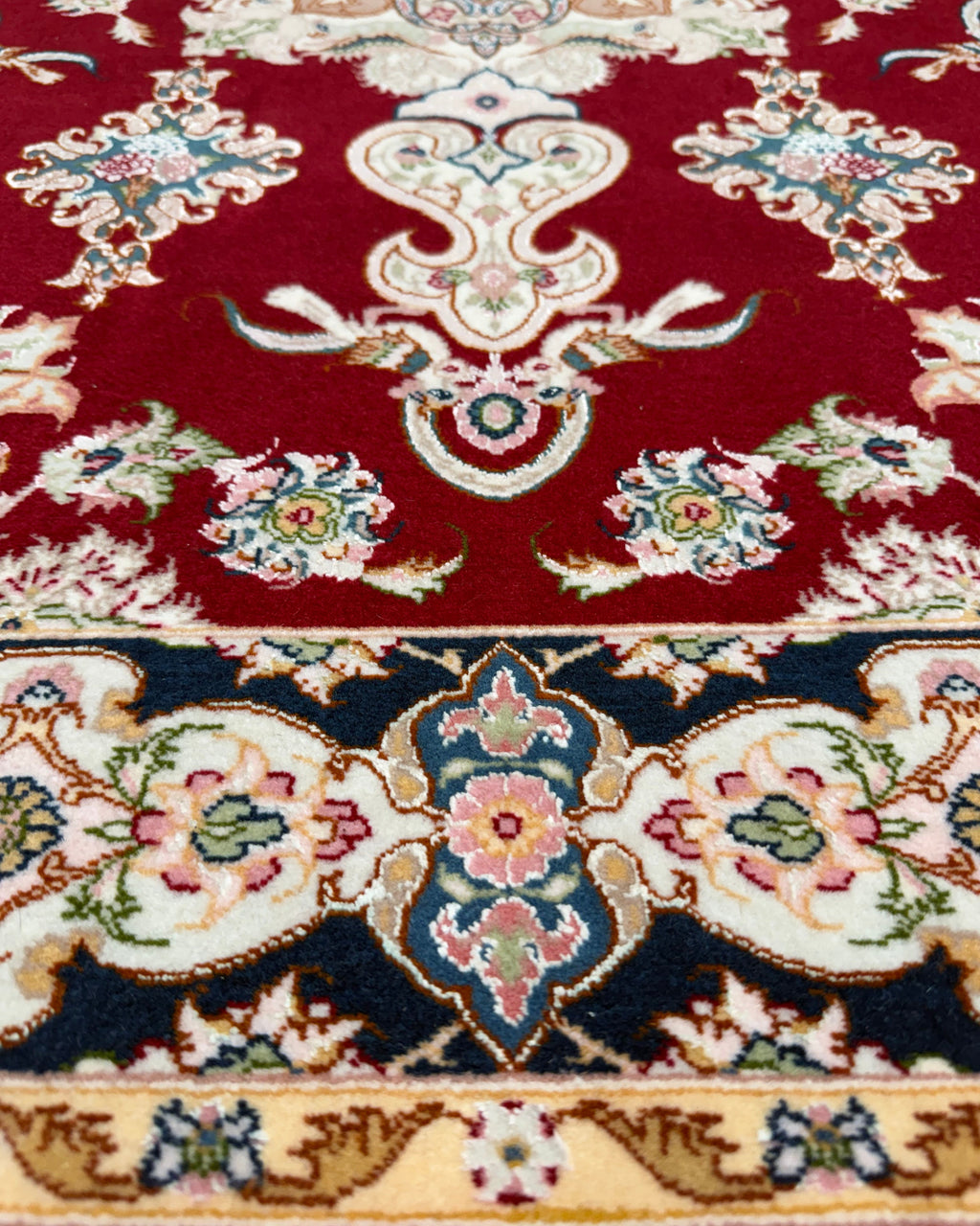 Tappeto persiano Tabriz 60 Raj misto seta 150x101 cm rosso con medaglione floreale