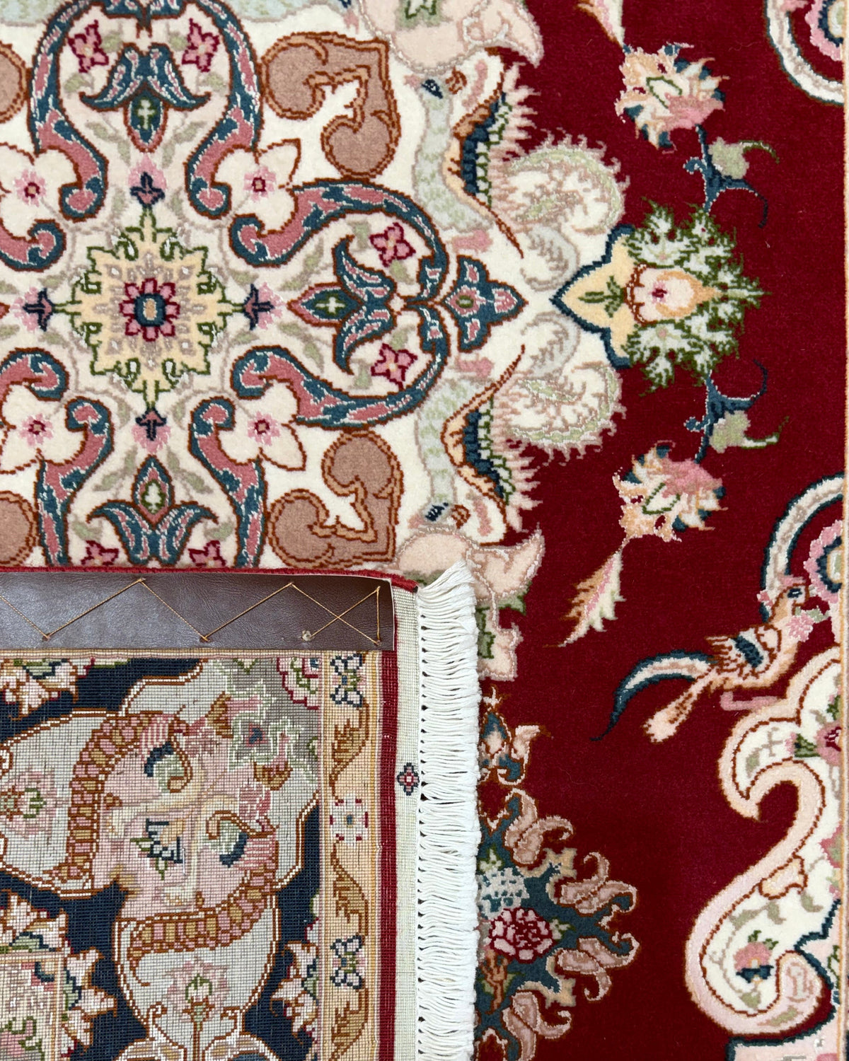 Tappeto persiano Tabriz 60 Raj misto seta 150x101 cm rosso con medaglione floreale