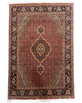 Tappeto persiano Tabriz 60 Raj misto seta 151x102 cm rosso con medaglione