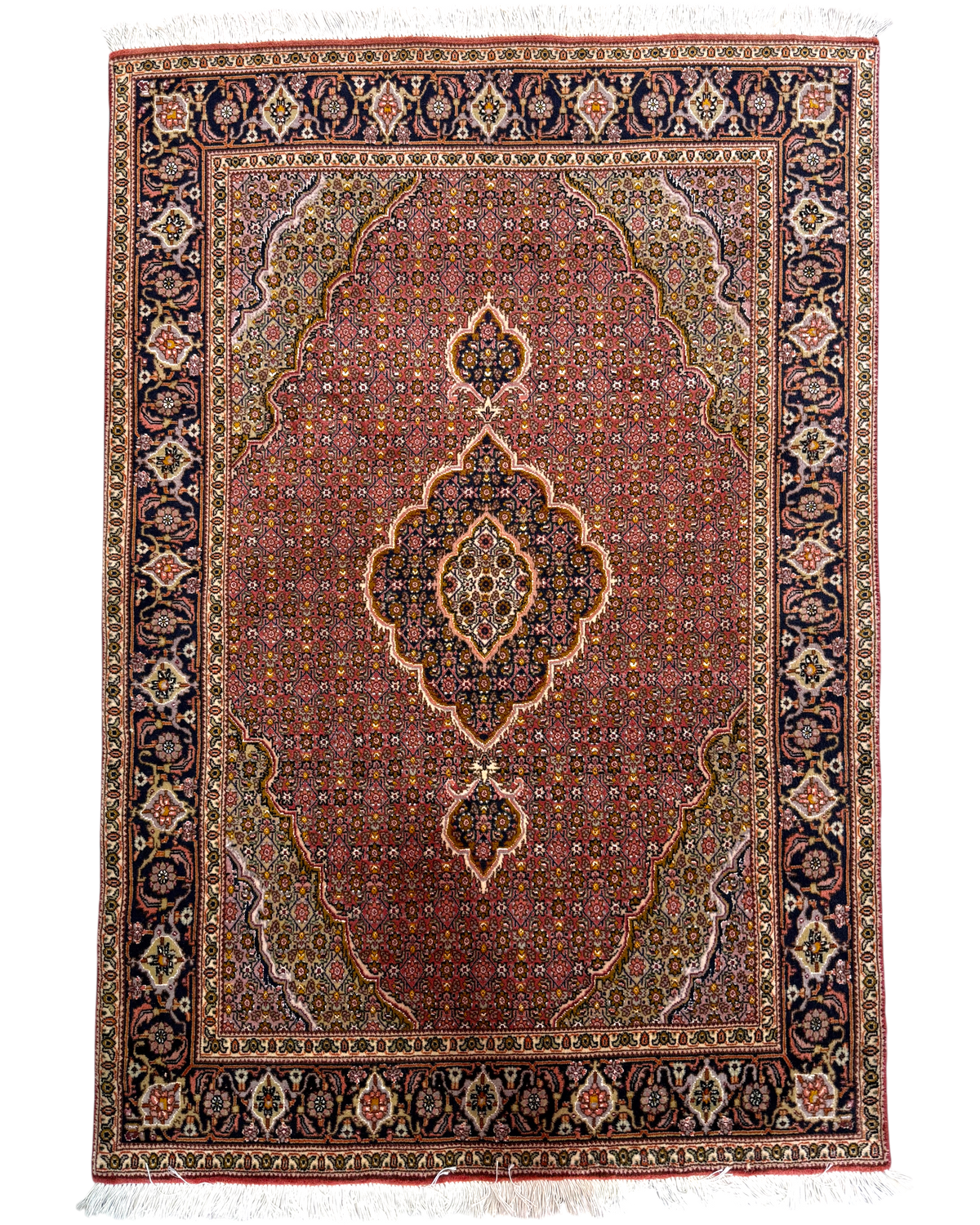 Tappeto persiano Tabriz 60 Raj misto seta 151x102 cm rosso con medaglione