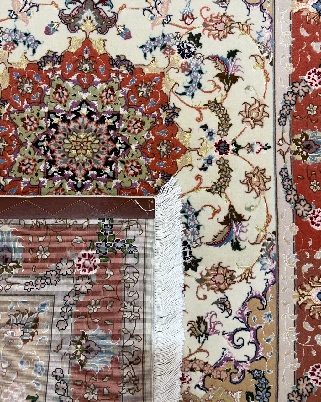 Tappeto persiano Tabriz 60 Raj misto seta 150x102 cm terracotta