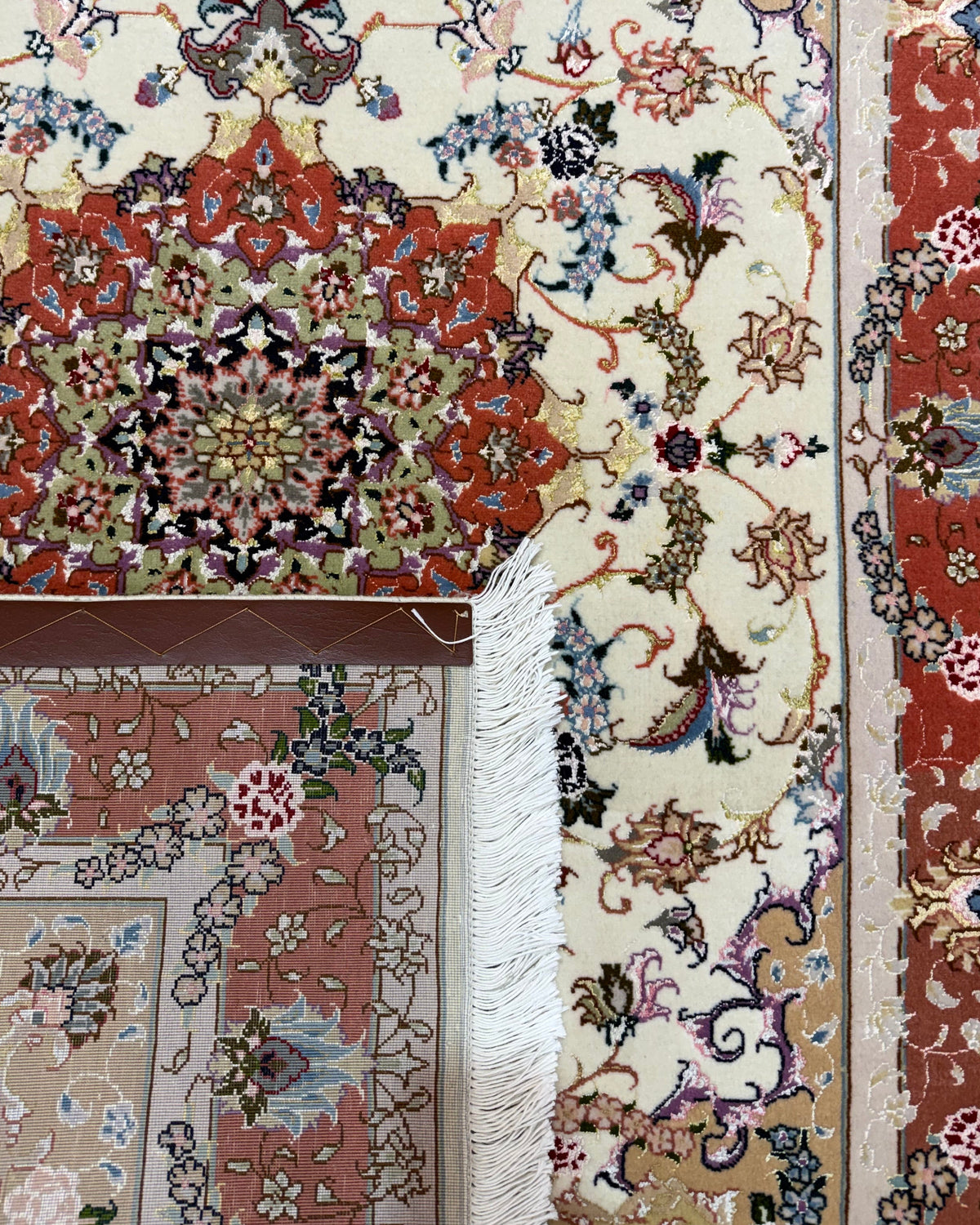 Tappeto persiano Tabriz 60 Raj misto seta 150x102 cm terracotta