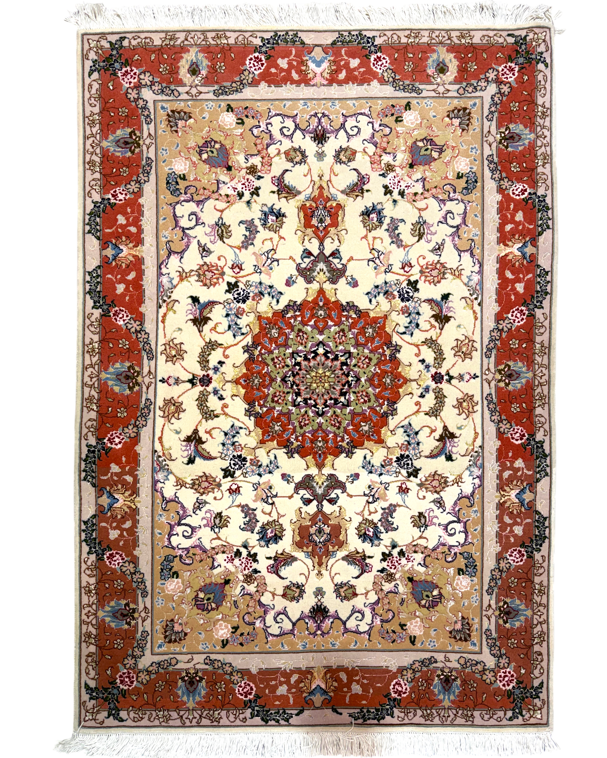Tappeto persiano Tabriz 60 Raj misto seta 150x102 cm terracotta