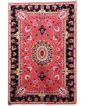 Tappeto Tabriz 60 Raj misto seta 154x104 cm rosa con medaglione floreale