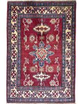 Tappeto Uzbek 158x108 cm rosso e crema con motivi geometrici
