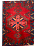 Tappeto persiano Vis 153x108 cm rosso con medaglione geometrico