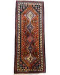 Tappeto persiano Yalameh 150x63 cm rosso con disegno geometrico