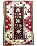 Tappeto turco 132x90 cm rosso avorio con disegno geometrico