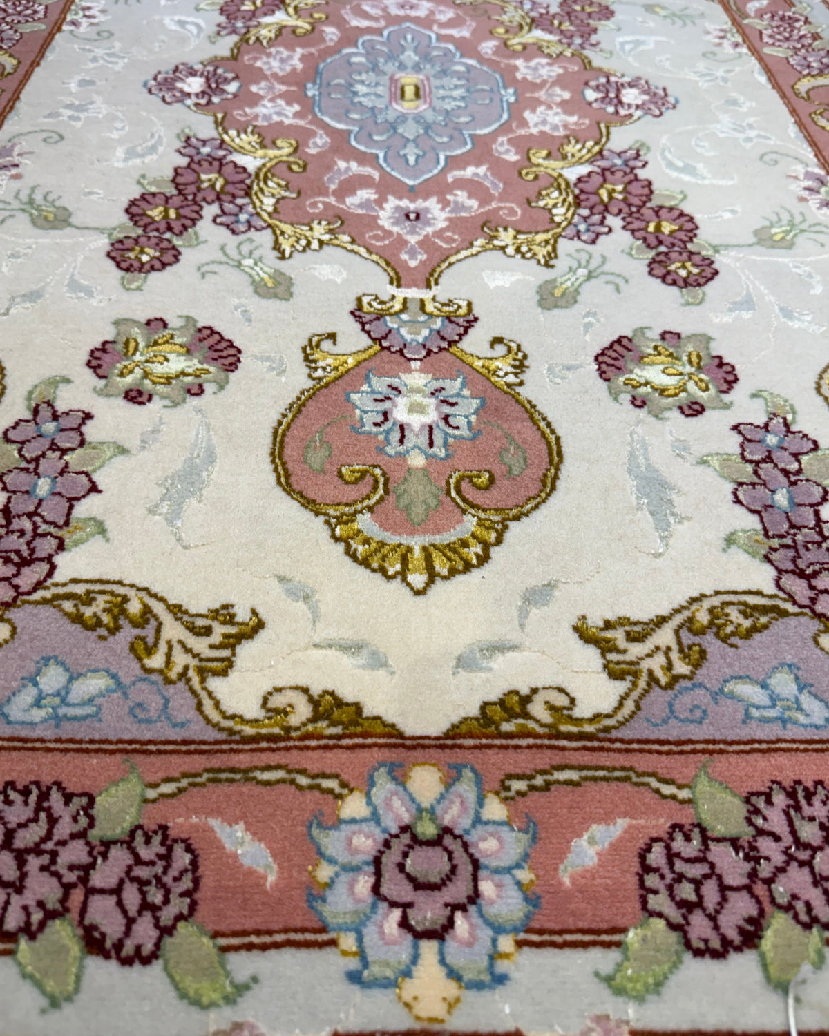 Tappeto persiano Tabriz 60 Raj misto seta rosa 118x75 cm