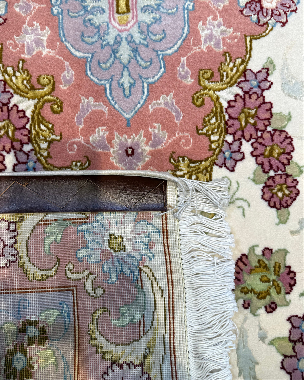 Tappeto persiano Tabriz 60 Raj misto seta rosa 118x75 cm